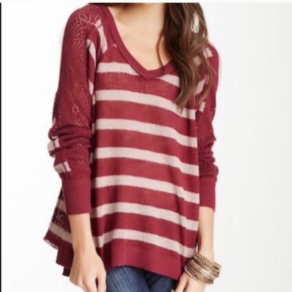 We The Free Sweaters - We The Free Oversized V Neck Striped Sweater Size M